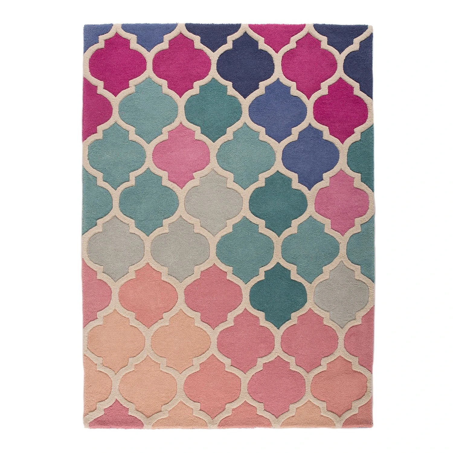Flair Rugs Kurzflorteppich Rosella - Wolle - Pink / Blau 1 Flair Rugs Kurzflorteppich Rosella - Wolle - Pink / Blau