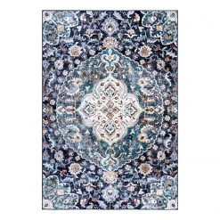 Flair Rugs Kurzflorteppich Jaleh - Polyester - Navy - 160 x 230 cm