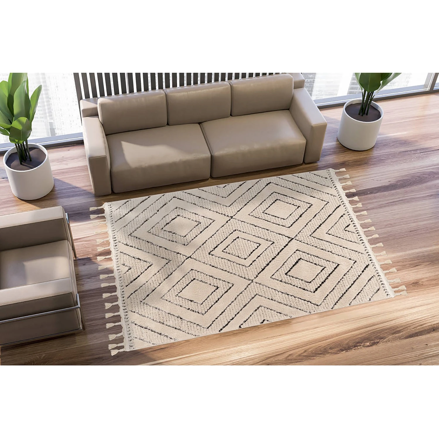 INSTYLE by Kayoom Hochflorteppich Lovis 300 - Polypropylen - Creme - 160 x 230 cm 2 INSTYLE by Kayoom Hochflorteppich Lovis 300 - Polypropylen - Creme - 160 x 230 cm – Bild 2