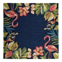 Gino Falcone In-/Outdoorteppich Rosetta - Polyester - Dunkelblau / Tropic - 180 x 180 cm