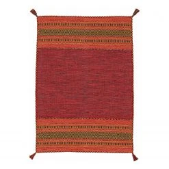 Carpetfine Flachgewebeteppich Kelim Azizi - Baumwolle - Rot - 200 x 290 cm