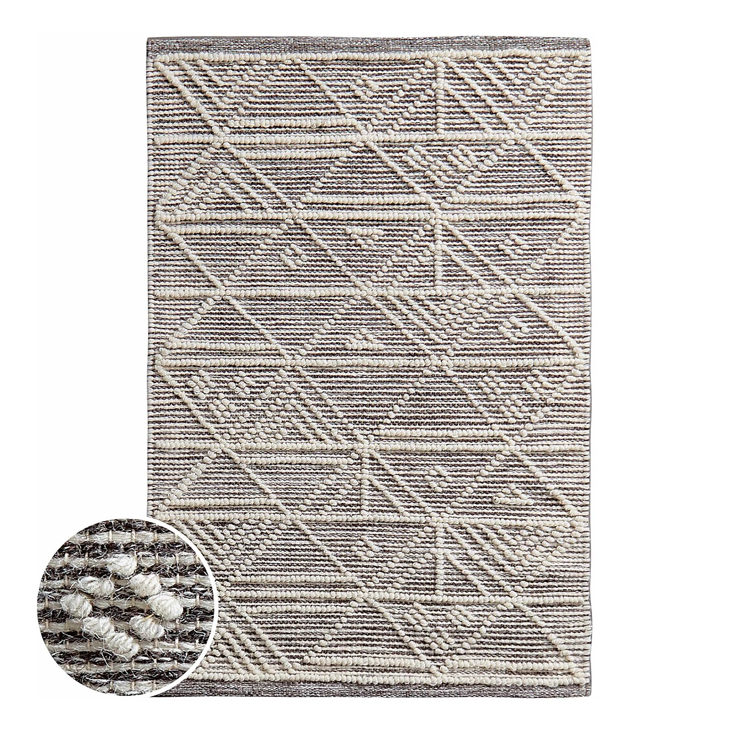 Butlers Kurzflorteppich GOOD LOOM - Wolle / Baumwolle - Dunkelbraun / Creme 1 Butlers Kurzflorteppich GOOD LOOM - Wolle / Baumwolle - Dunkelbraun / Creme