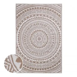 Butlers In-/ Outdoorteppich COLOUR CLASH Circles - Polypropylen / recyceltes Material - Beige