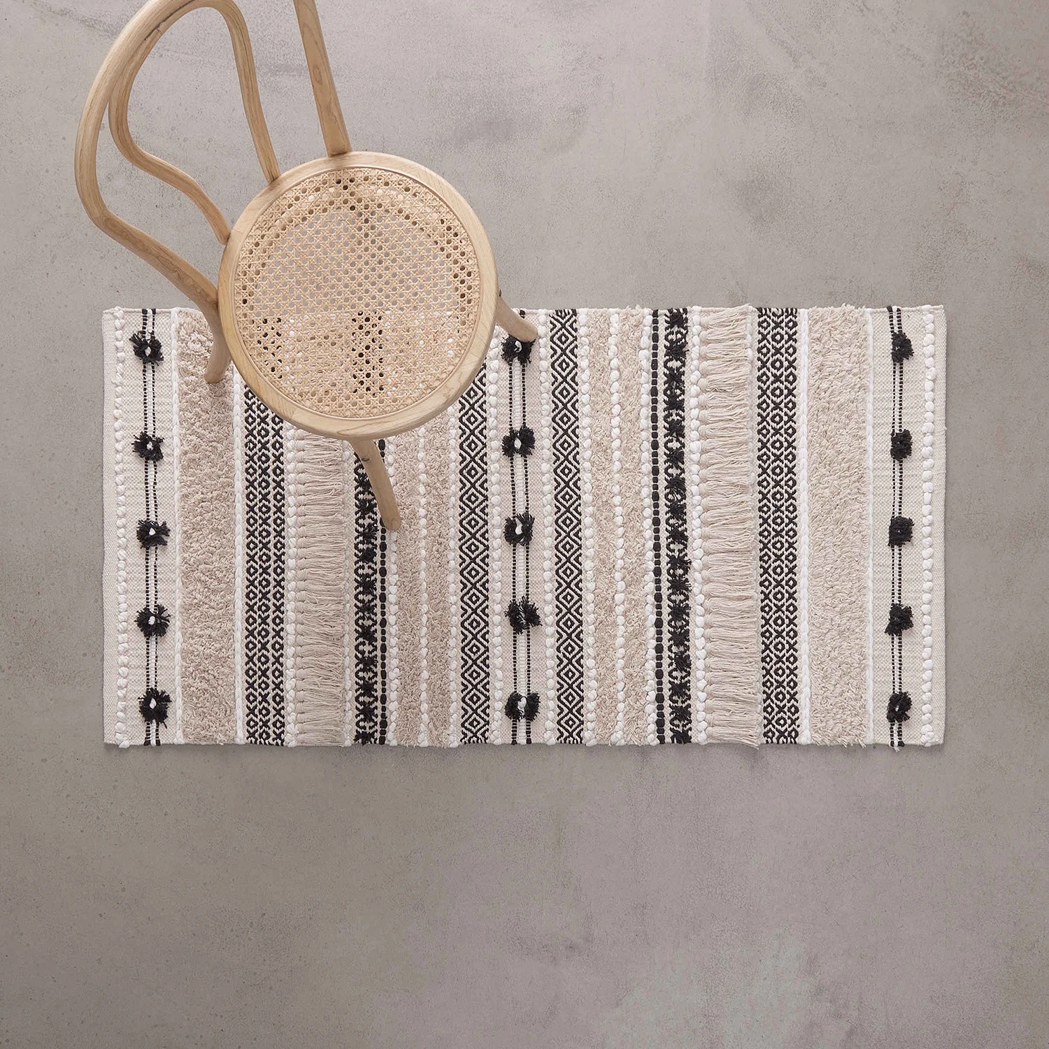 Butlers Läufer ALL NATURE I - Baumwolle - Creme / Schwarz 2 Butlers Läufer ALL NATURE I - Baumwolle - Creme / Schwarz – Bild 2