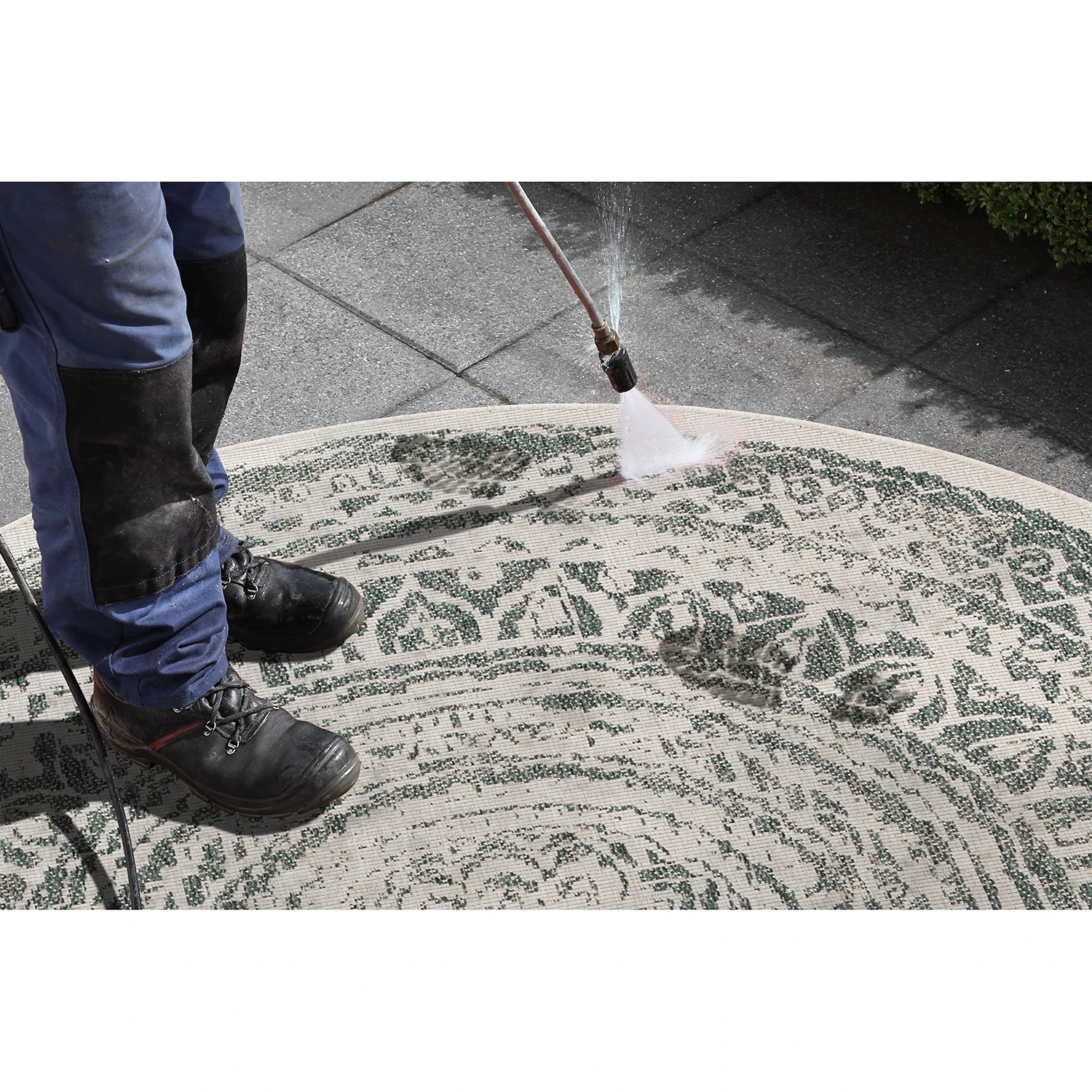 Freundin Home Collection In-/Outdoor Wendeteppich Rosica - Polypropylen - Grün - Durchmesser: 140 cm 4 Freundin Home Collection In-/Outdoor Wendeteppich Rosica - Polypropylen - Grün - Durchmesser: 140 cm – Bild 4