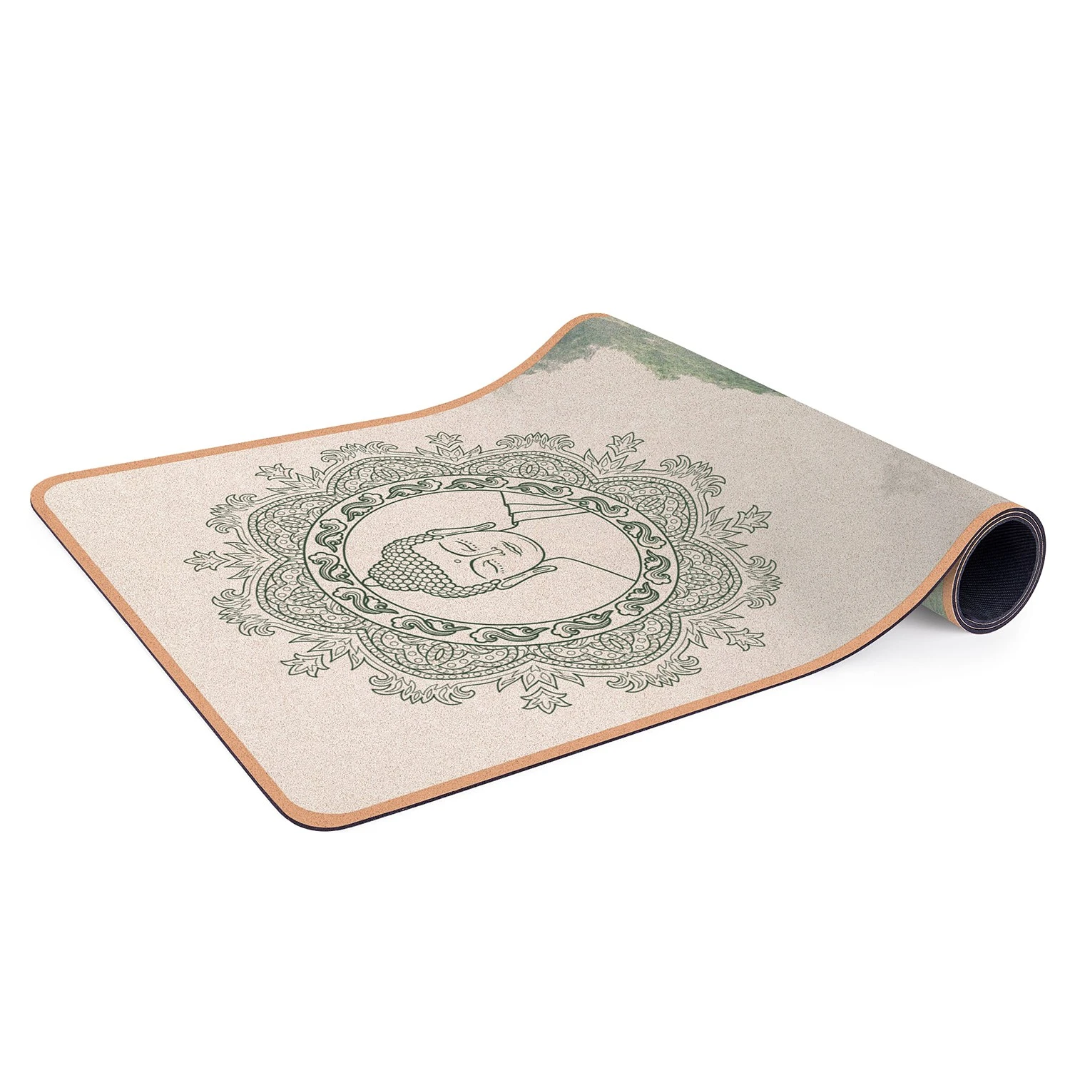 Bilderwelten Läufer/Yogamatte Buddha Mandala im Nebel - Oberfläche: Kork / Unterseite: Naturkautschuk - Grün 4 Bilderwelten Läufer/Yogamatte Buddha Mandala im Nebel - Oberfläche: Kork / Unterseite: Naturkautschuk - Grün – Bild 4