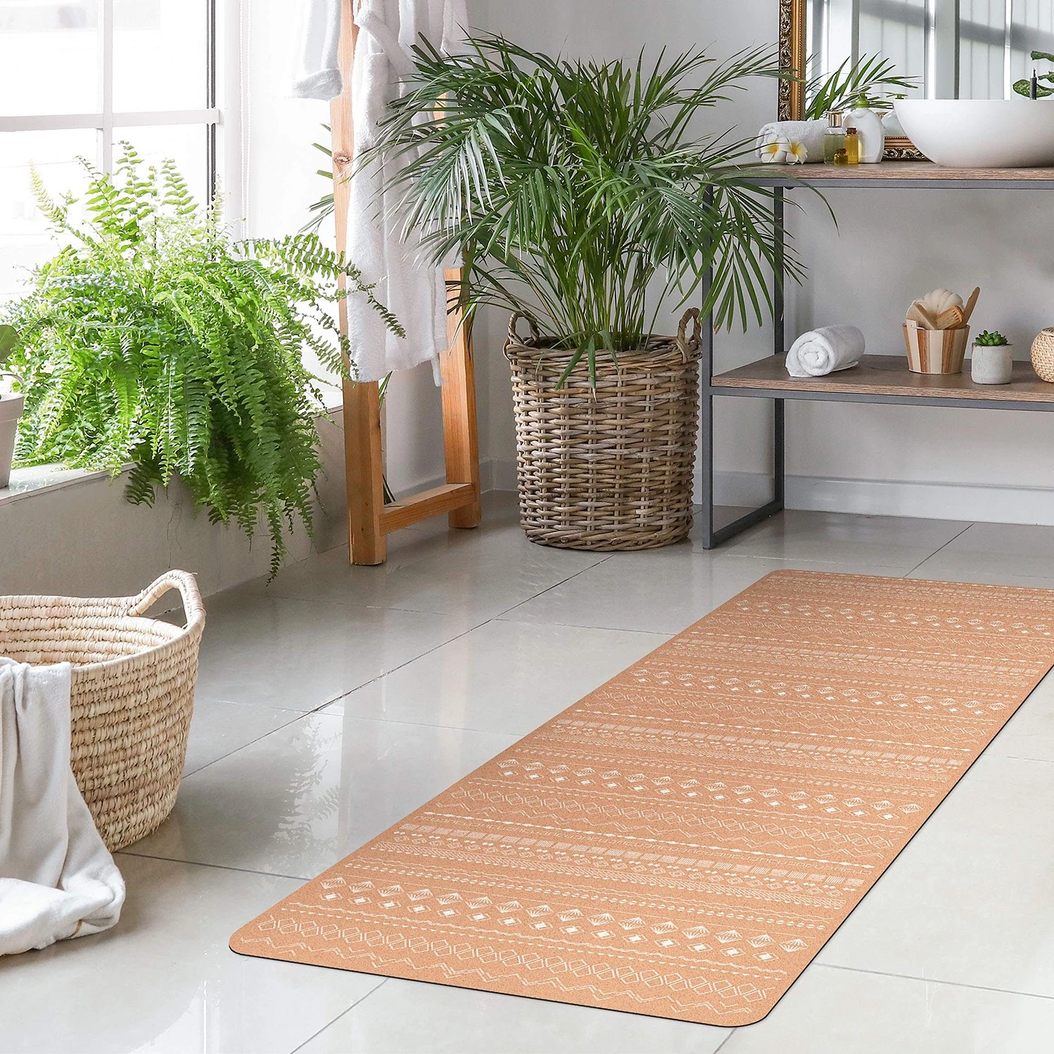 Bilderwelten Läufer/Yogamatte Geometrisches Muster - Oberfläche: Kork / Unterseite: Naturkautschuk - Weiß 2 Bilderwelten Läufer/Yogamatte Geometrisches Muster - Oberfläche: Kork / Unterseite: Naturkautschuk - Weiß – Bild 2