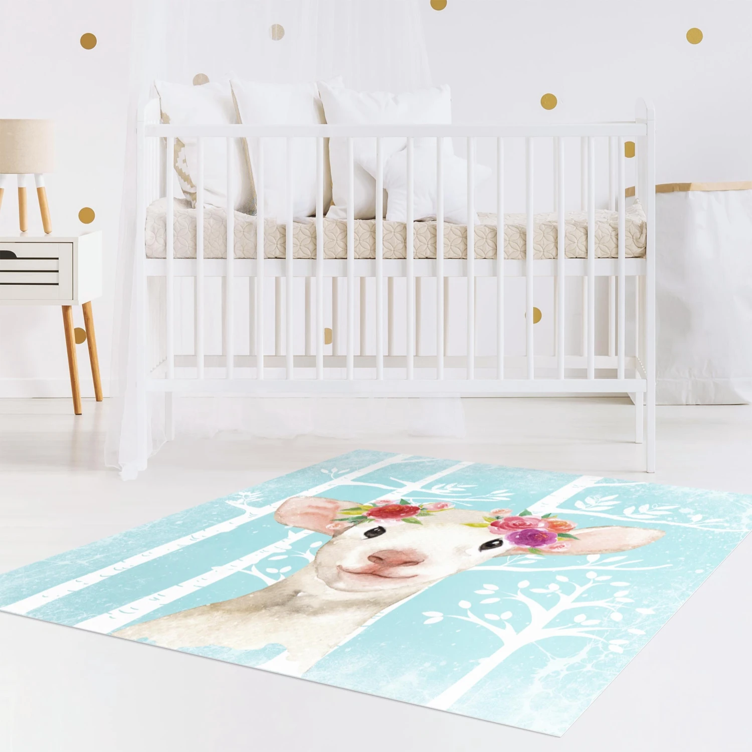 Bilderwelten Aquarell Schaf Türkis - 160 x 160 cm - Durchmesser: 160 cm 2 Bilderwelten Aquarell Schaf Türkis - 160 x 160 cm - Durchmesser: 160 cm – Bild 2