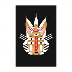 Bilderwelten Collage Ethno Maske - Hase - 60 x 90 cm - Durchmesser: 90 cm