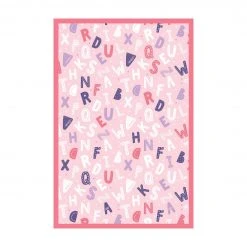 Bilderwelten Alphabet mit Herzen und Punkten in Rosa - 160 x 240 cm - Durchmesser: 240 cm