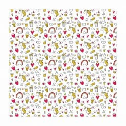 Bilderwelten Einhörner und Süßes in Gelb und Rot - 140 x 140 cm - Durchmesser: 140 cm