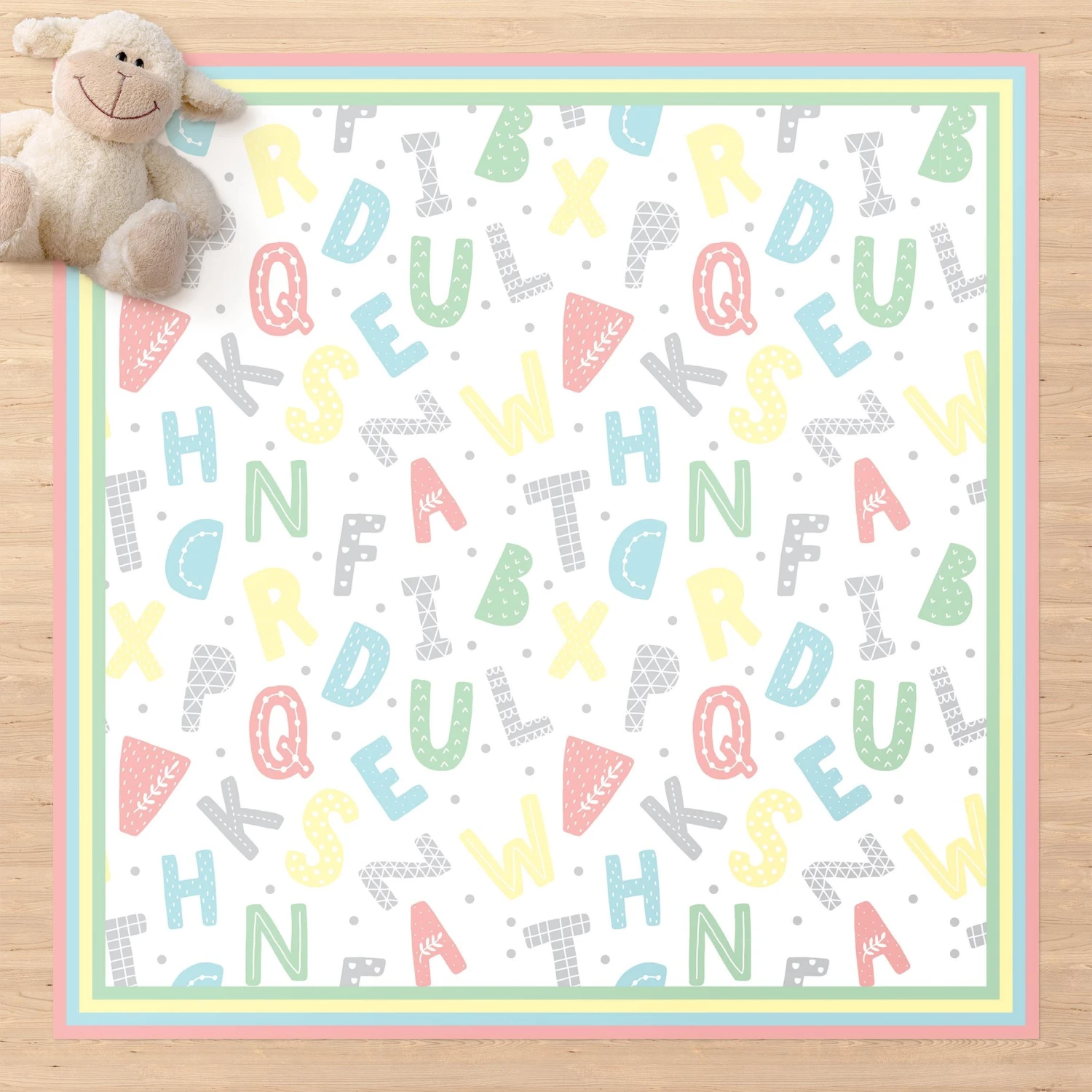 Bilderwelten Alphabet in Pastellfarben mit Rahmen - 160 x 160 cm - Durchmesser: 160 cm 4 Bilderwelten Alphabet in Pastellfarben mit Rahmen - 160 x 160 cm - Durchmesser: 160 cm – Bild 4