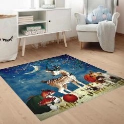 Bilderwelten Aquarell Reh im Mondschein - 140 x 140 cm - Durchmesser: 140 cm -Teppiche populaire boutique 3d8087d55f8a45dda39fc189dcfe3623