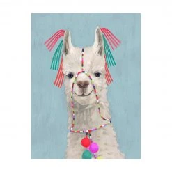 Bilderwelten Lama mit Schmuck II - 90 x 120 cm - Durchmesser: 120 cm