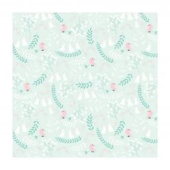 Bilderwelten Weiße Häschen und Rosane Vögel - 140 x 140 cm - Durchmesser: 140 cm