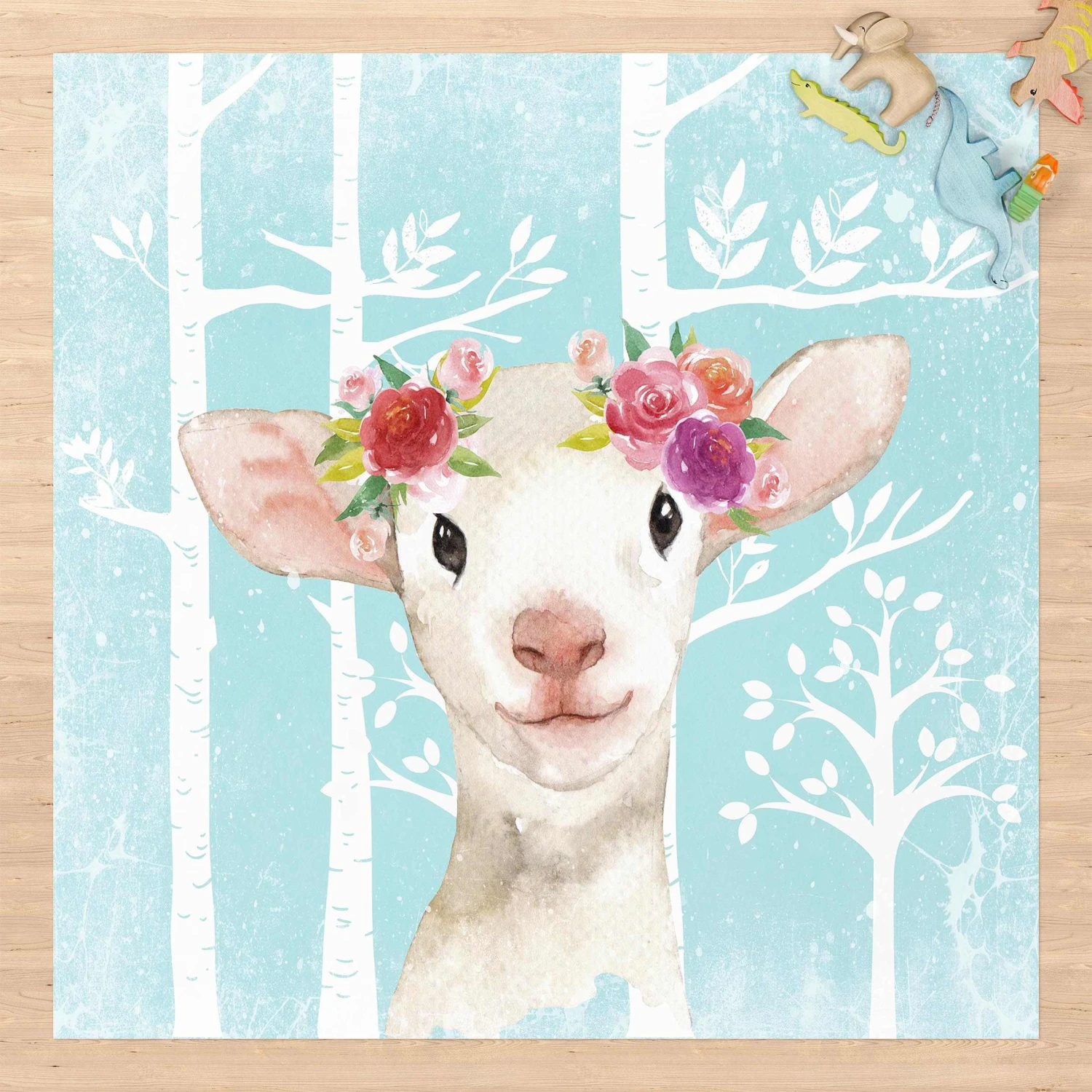 Bilderwelten Aquarell Schaf Türkis - 160 x 160 cm - Durchmesser: 160 cm 5 Bilderwelten Aquarell Schaf Türkis - 160 x 160 cm - Durchmesser: 160 cm – Bild 5