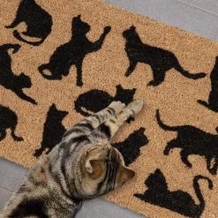 Relaxdays Fußmatte Kokos mit schwarzen Katzen -Teppiche populaire boutique 4ef2c7255f03455797574519b737d107