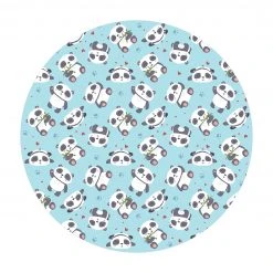 Bilderwelten Süße Pandabären mit Herzen Pastellblau - 140 x 140 cm - Durchmesser: 140 cm
