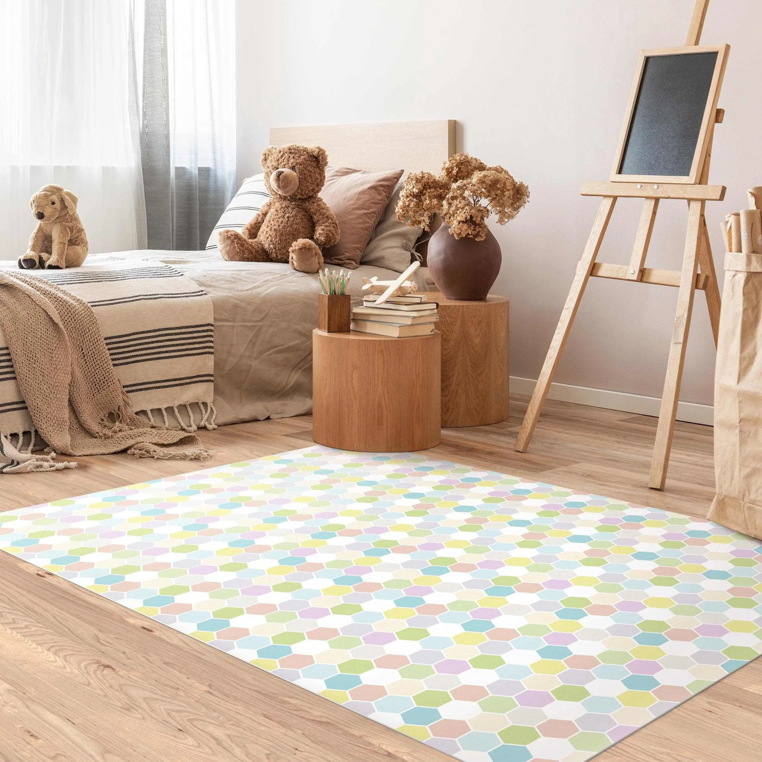 Bilderwelten No.YK52 Sechseck Pastell - 240 x 160 cm - Durchmesser: 160 cm 2 Bilderwelten No.YK52 Sechseck Pastell - 240 x 160 cm - Durchmesser: 160 cm – Bild 2