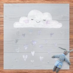 Bilderwelten Wolke mit silbernen Herzen - 40 x 40 cm - Durchmesser: 40 cm -Teppiche populaire boutique 90ebfbb85894407587c2d745c89a9a49
