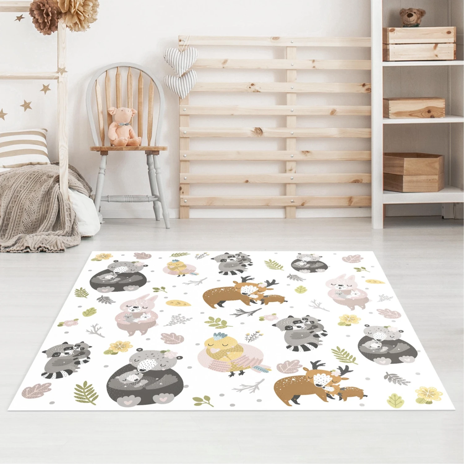 Bilderwelten Skandinavische Tierfamilien umarmen sich - 160 x 160 cm - Durchmesser: 160 cm 3 Bilderwelten Skandinavische Tierfamilien umarmen sich - 160 x 160 cm - Durchmesser: 160 cm – Bild 3