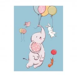 Bilderwelten Elefant, Hase und Eichhörnchen fliegen - 120 x 160 cm - Durchmesser: 160 cm