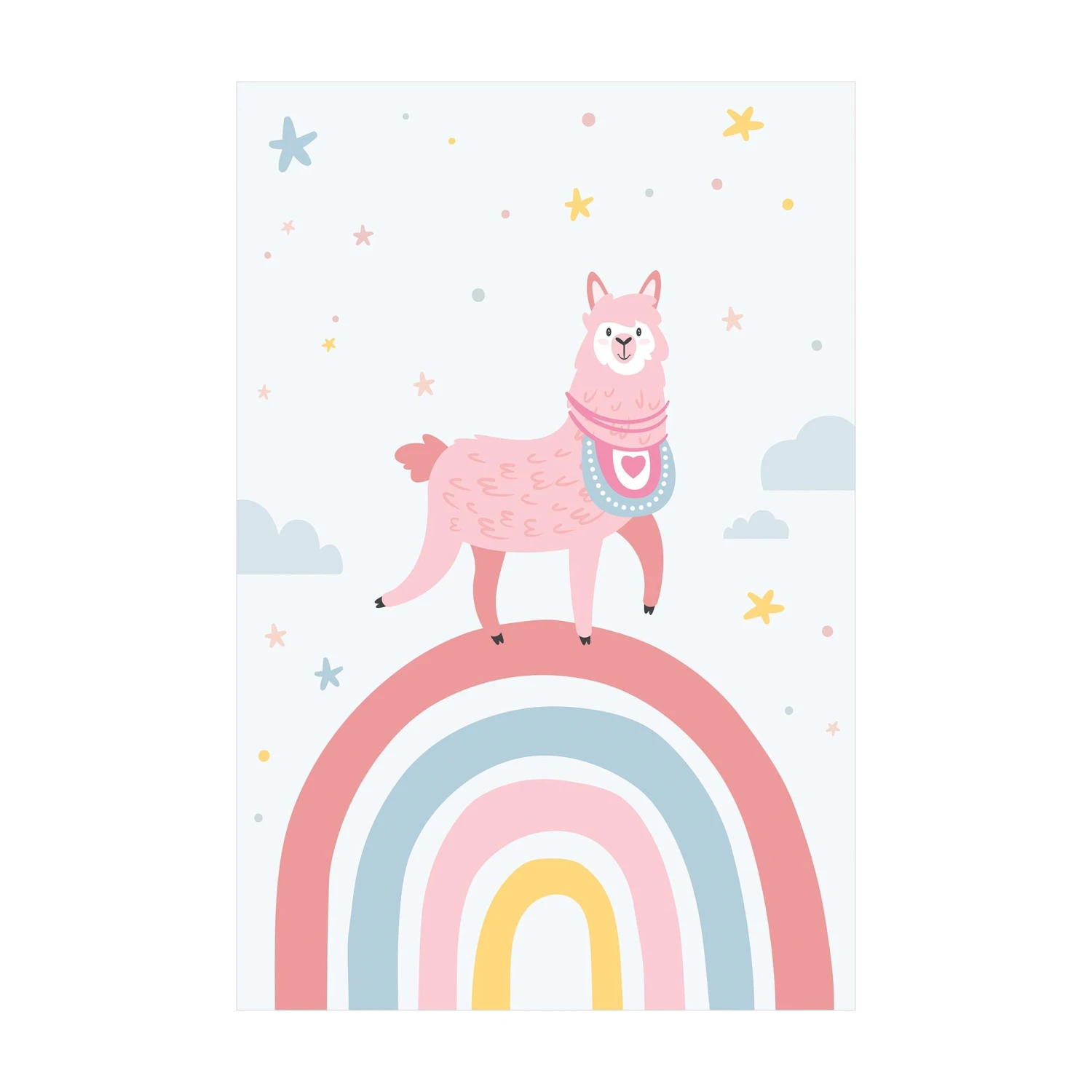 Bilderwelten Lama auf Regenbogen mit Sternen - 40 x 60 cm - Durchmesser: 60 cm 1 Bilderwelten Lama auf Regenbogen mit Sternen - 40 x 60 cm - Durchmesser: 60 cm
