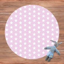 Bilderwelten Weiße Sterne auf Rosa - 140 x 140 cm - Durchmesser: 140 cm -Teppiche populaire boutique b20a016a71d7445282759eb1180a3886