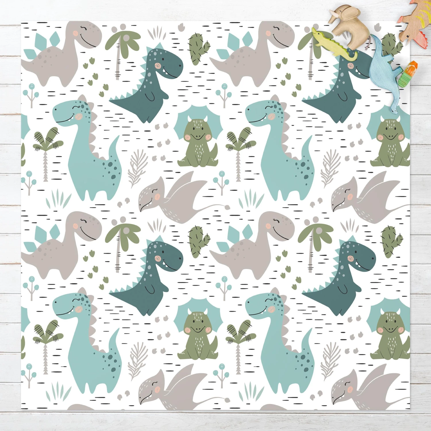 Bilderwelten Dinosaurier mit Palmen und Kakteen - 160 x 160 cm - Durchmesser: 160 cm 4 Bilderwelten Dinosaurier mit Palmen und Kakteen - 160 x 160 cm - Durchmesser: 160 cm – Bild 4