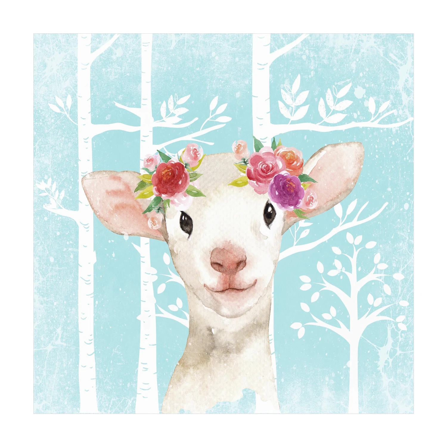 Bilderwelten Aquarell Schaf Türkis - 160 x 160 cm - Durchmesser: 160 cm 1 Bilderwelten Aquarell Schaf Türkis - 160 x 160 cm - Durchmesser: 160 cm