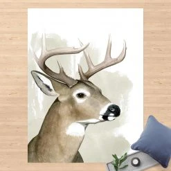Bilderwelten Waldfreunde - Hirsch - 105 x 140 cm - Durchmesser: 140 cm -Teppiche populaire boutique d092cf91e32d49b0979e18c774d4d62e