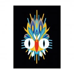 Bilderwelten Collage Ethno Maske - Vogel Federn - 105 x 140 cm - Durchmesser: 140 cm