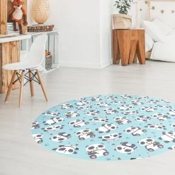 Bilderwelten Süße Pandabären mit Herzen Pastellblau - 140 x 140 cm - Durchmesser: 140 cm -Teppiche populaire boutique f53376ec37164e77b2422c0dcffb292e