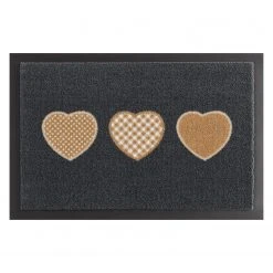 Hanse Home Schmutzfangmatte Herzen - Kunstfaser - Schwarz / Beige