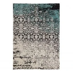 Ars manufacti Vintage-Teppich Agne - Mischgewebe - Cremeweiß / Petrol